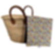 Yellow floral waterproof picnic blanket Summer Blossom next to a wicker basket