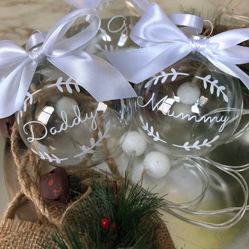 6 Clear 80mm Glass Flat Circular Christmas Bauble Ornaments For Tree