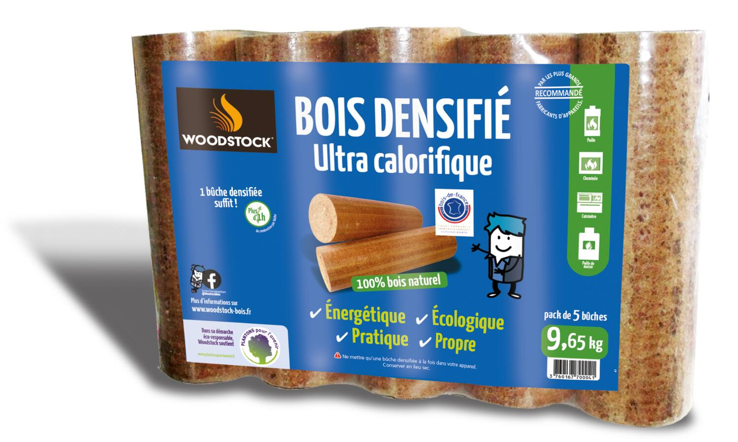 Sac de 9.65kg de bûches calorifiques à 3.99€ 