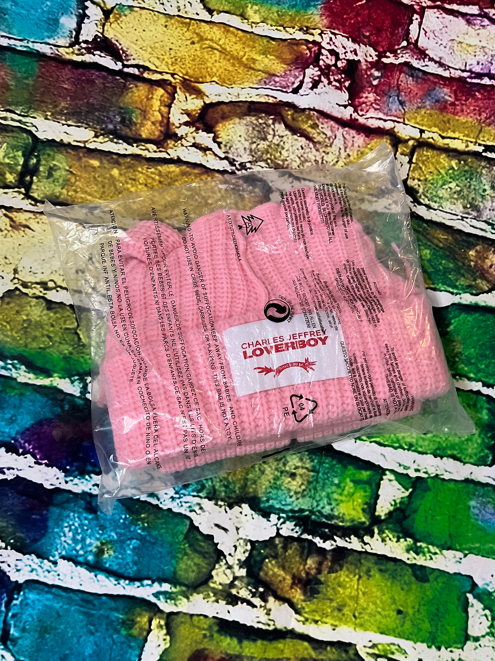 Thumbnail: Charles Jeffrey Loverboy Pink Bunny Ear Flap Beanie 