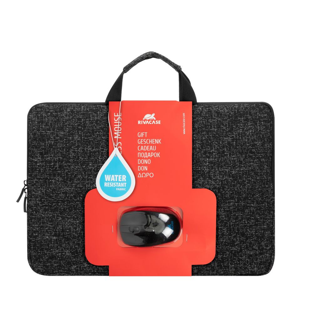 RIVACASE 7916 black Laptop sleeve 15.6" with handles + Wireless mouse /12