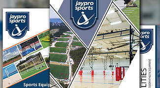 View Jaypro Sports Catalogs, shows multi color sports catalog featuring indoor and outdoor