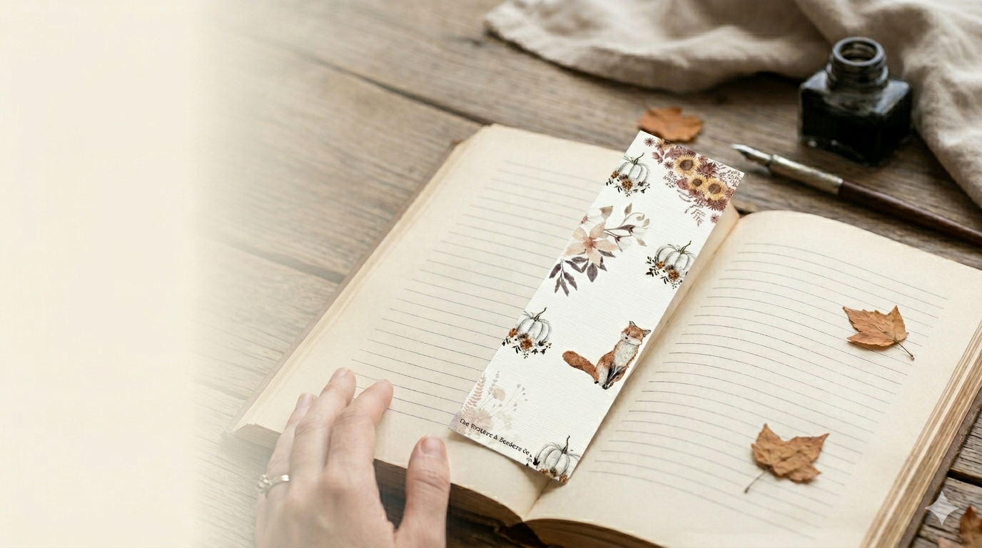 Autumn Fox & Florals Bookmark