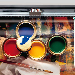 Large Format Printing machine reeling out a printed art work 