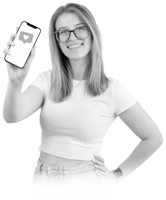 Lisa mit Smartphone Instagram Like