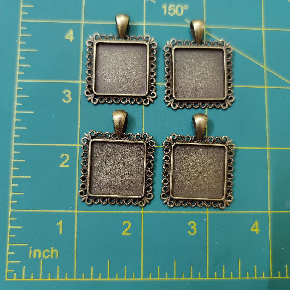 Thumbnail: Bezel Pendant Trays - Antique Bronze  - 1