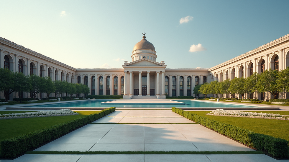 Wide angle view of the Great Hall of the People in Beijing
