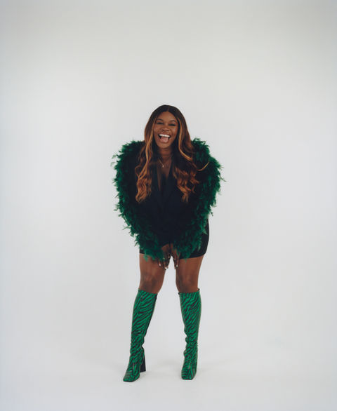 Press Shots for broadcaster Jackie Adedeji, styled by Sian O'Donnell Stylist. 