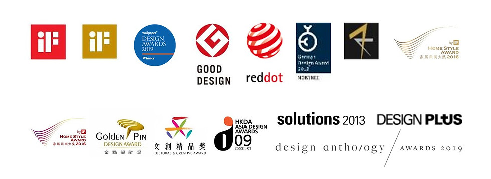 Product design award certificates and recognition wall