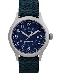 Montre dame Timex expédition quartz boitier acier fond bleu