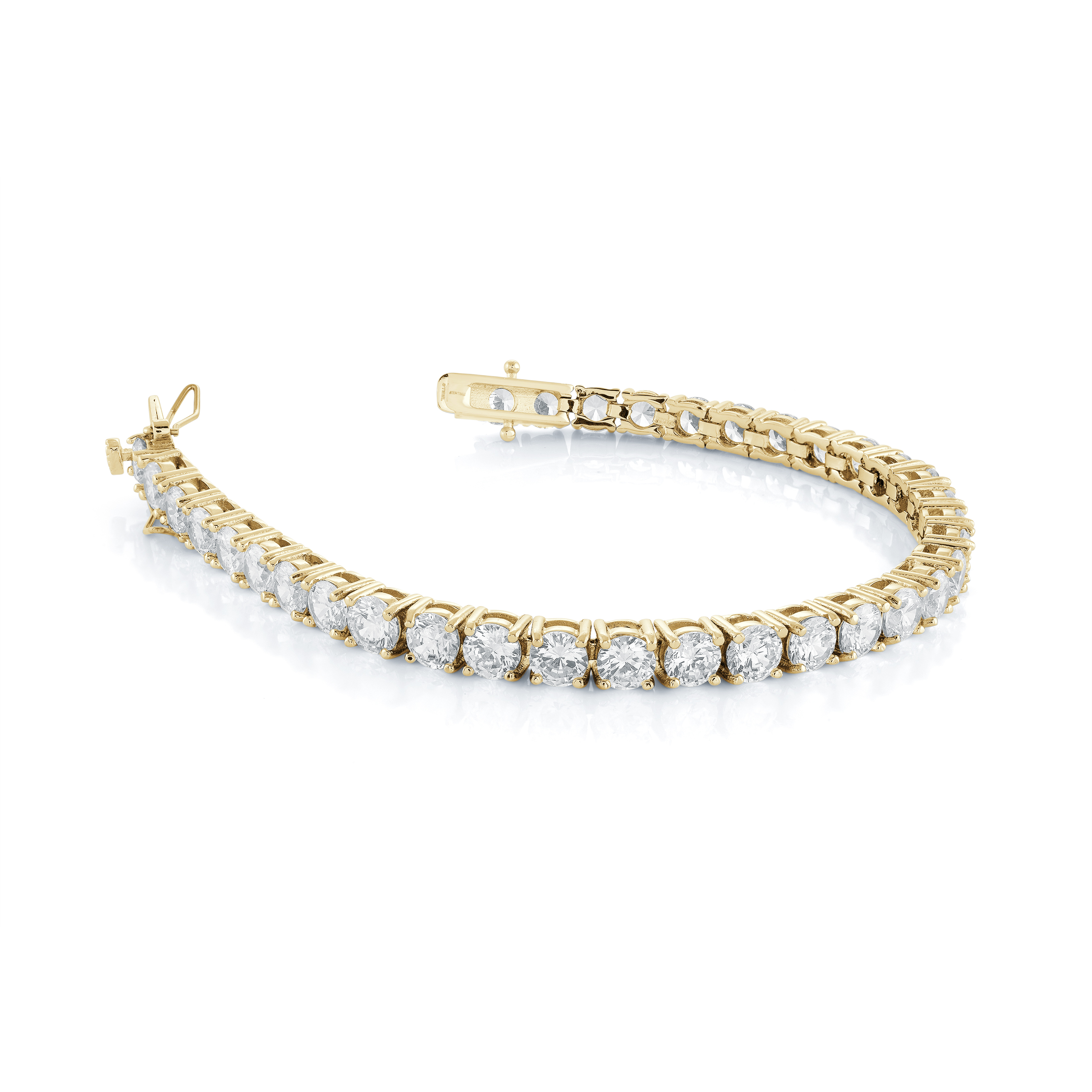 Bracelet acier plaqué or tennis et cubics