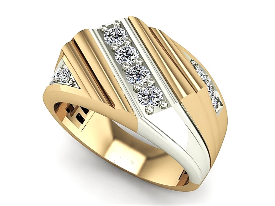 Bague homme or 10k avec diamants naturels
