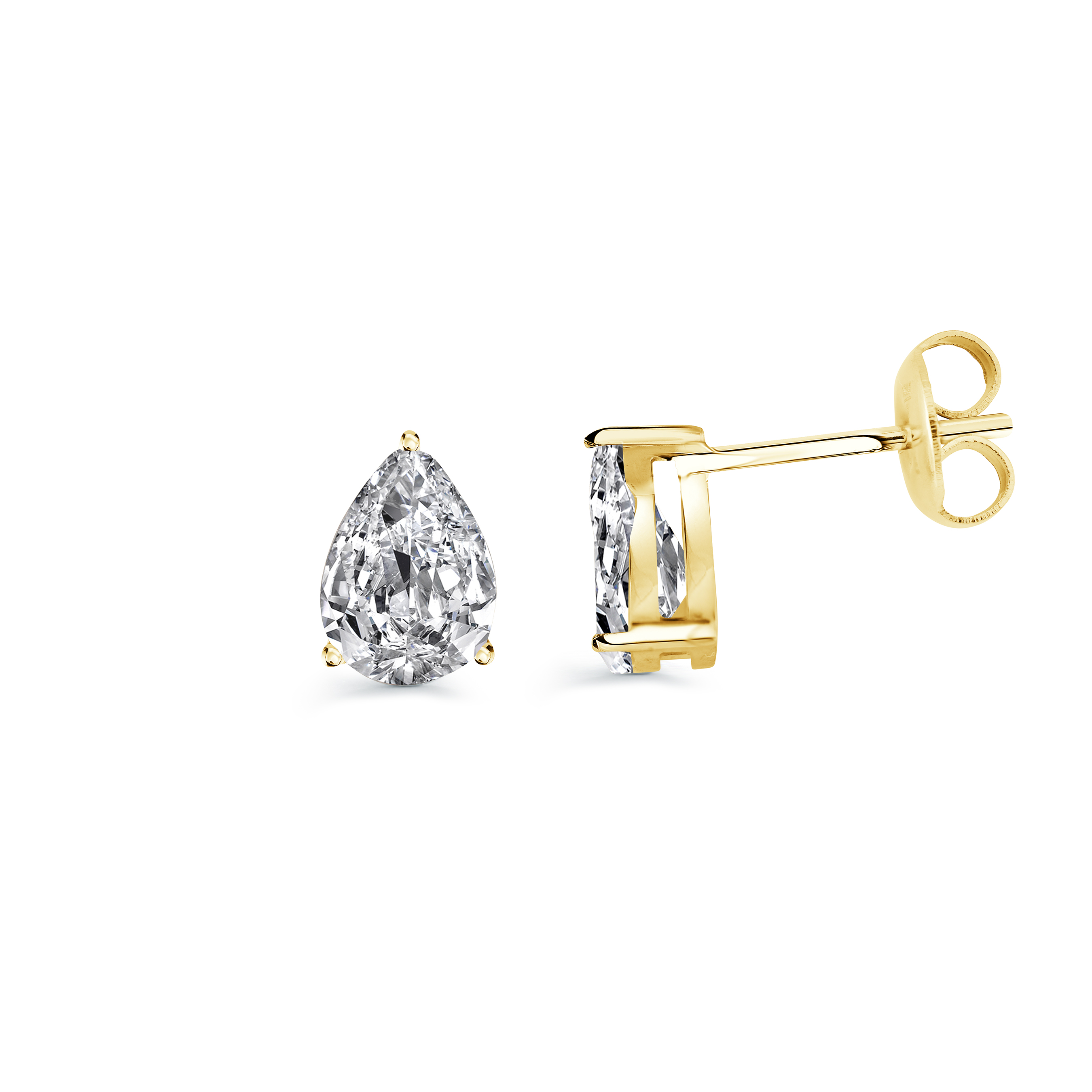 Boucles d'oreilles acier plaqué or et cubics poires