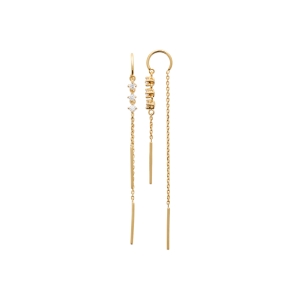Boucles d'oreilles plaqué or jaune avec chainettes et cunbics