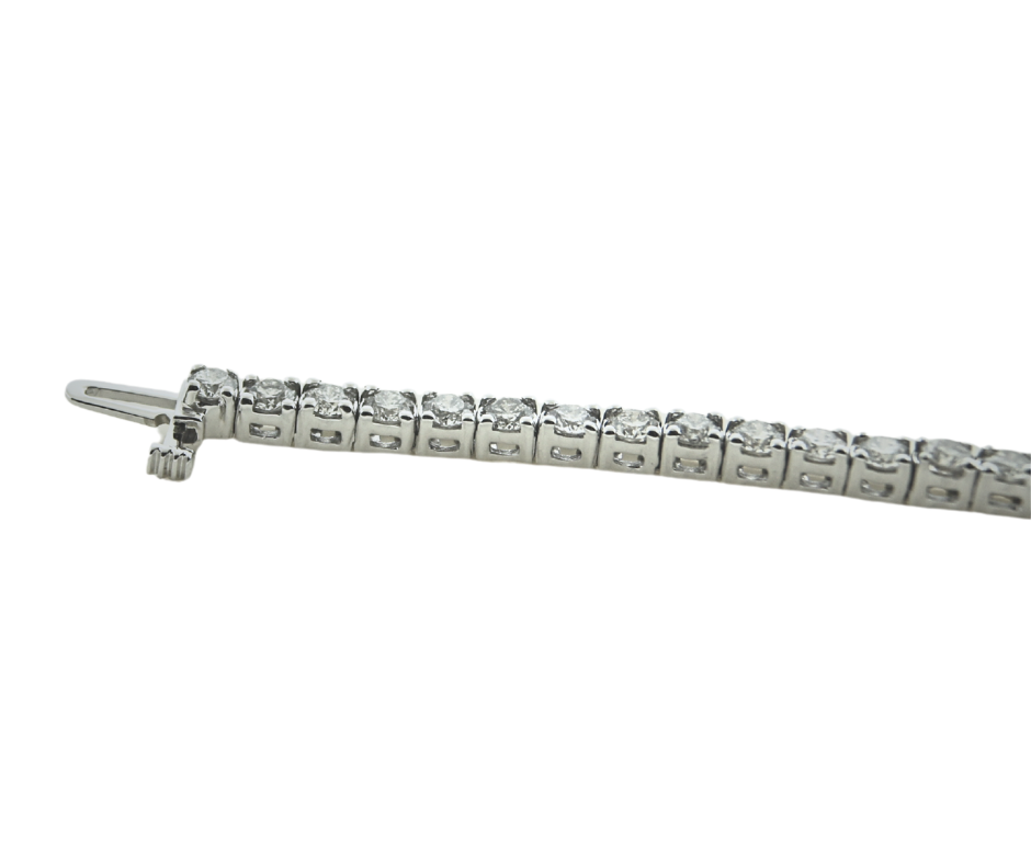 Bracelet or blanc 14k tennis avec 51 diamants naturels