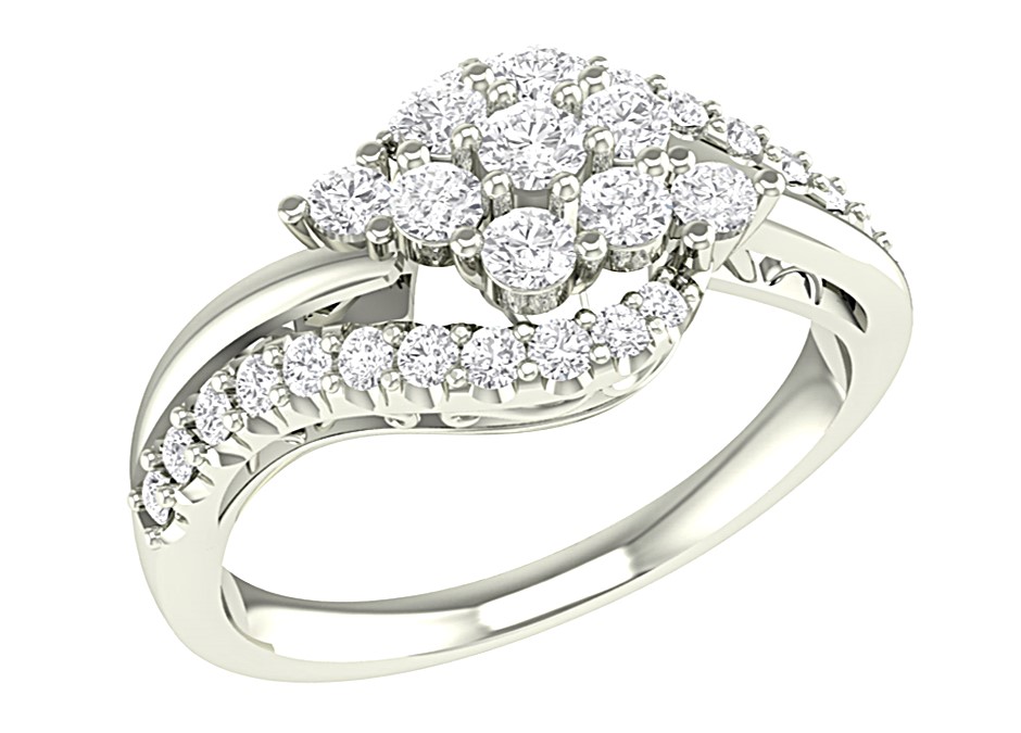 Bague or blanc 10k avec diamants naturels