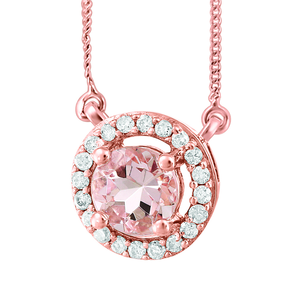 Collier or rose 10k avec motif cercle morganite et diamants naturels