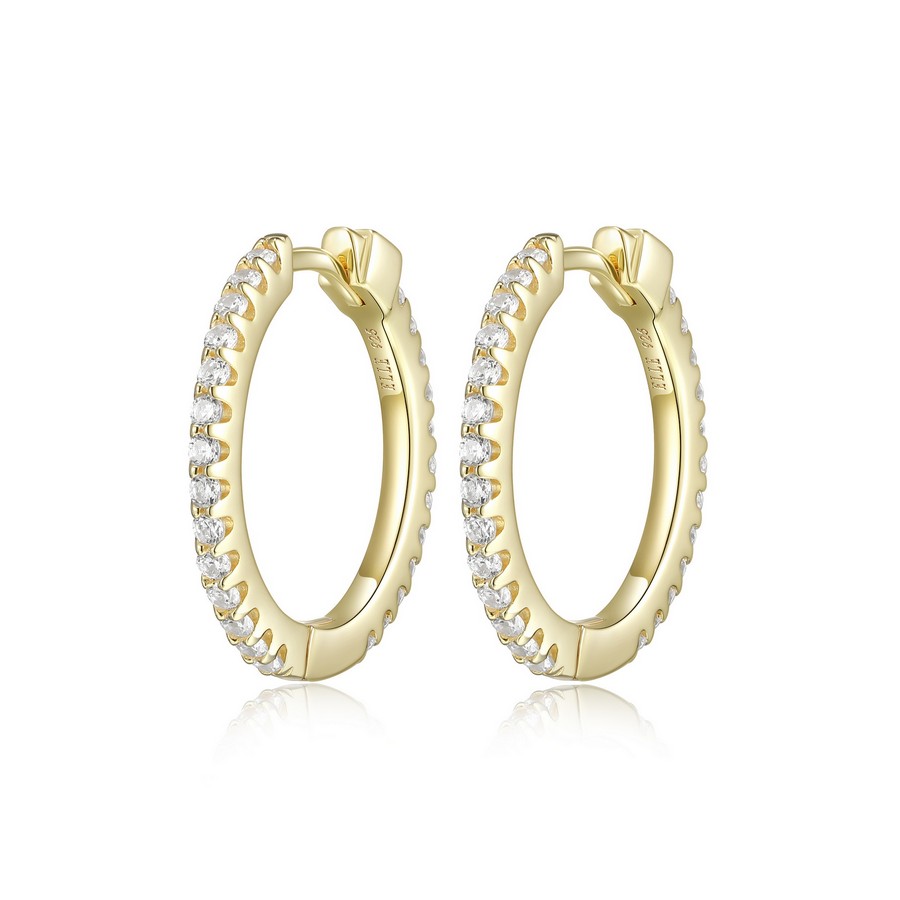 Boucles d'oreilles anneaux plaqué or ronds sertis de cubics