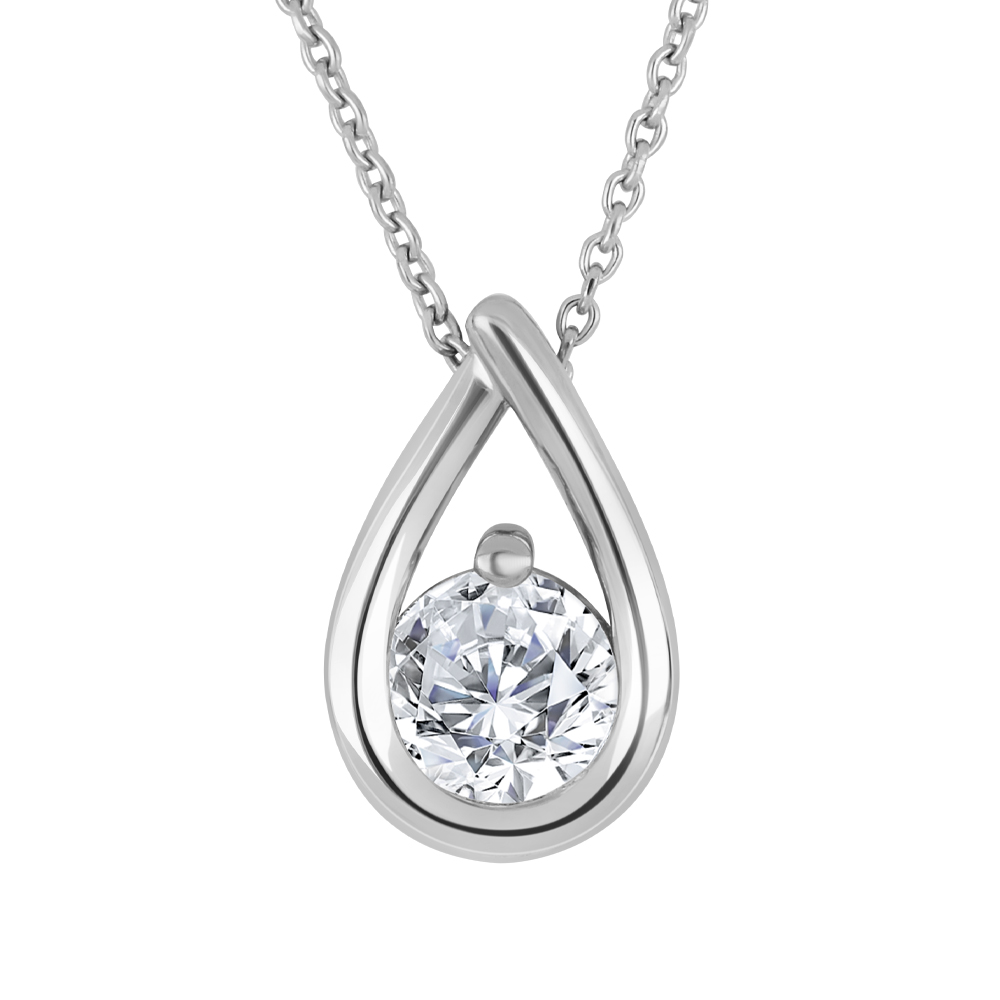 chaîne et pendentif argent avec diamant de laboratoire