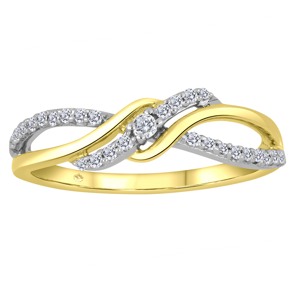 Bague or 10k 2 tons avec diamants naturels canadiens