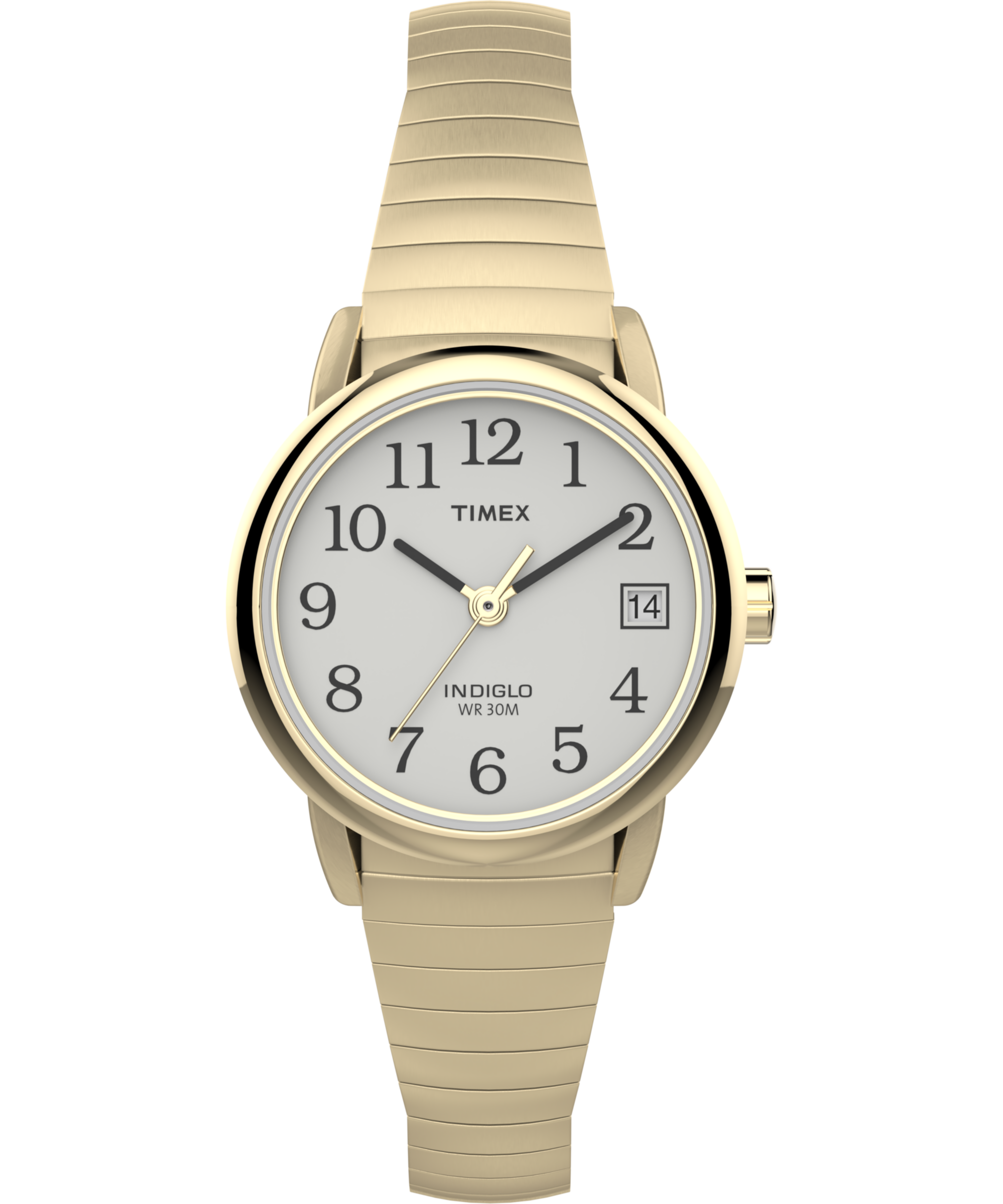 Montre dame Timex à quartz acier doré fond blanc