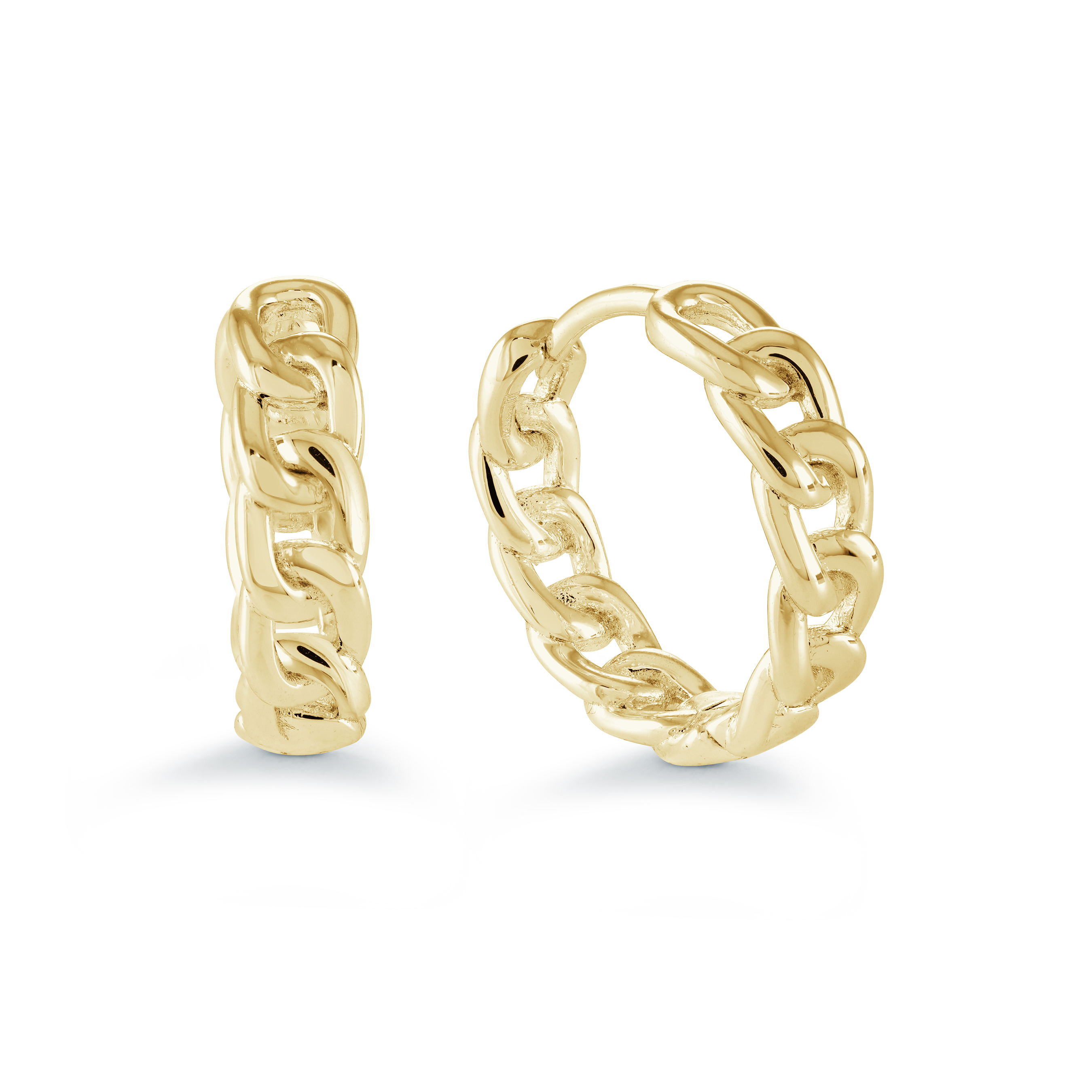 Boucles d'oreilles huggies acier plaqué or motif chaîne