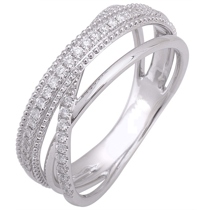 Bague or blanc 14k avec 48 diamants naturels
