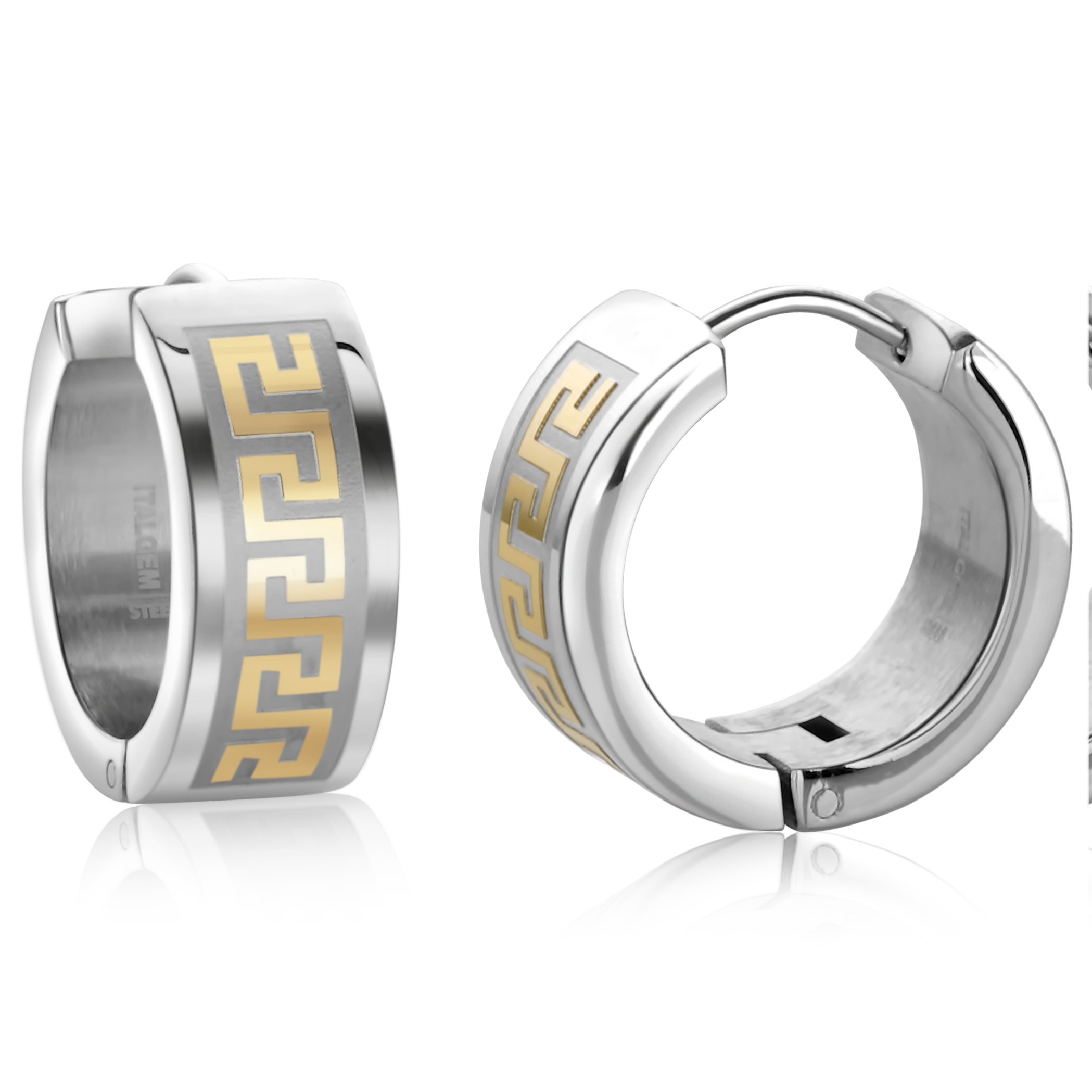 Boucles d' oreilles en acier 2 tons motif Versace