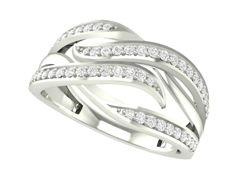 Bague or 10 blanc avec diamants naturels