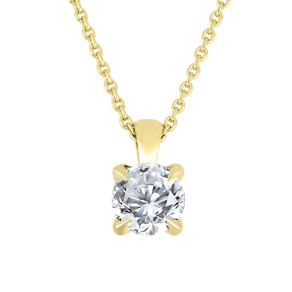 Chaîne et pendentif en or jaune 10k diamant de laboratoire