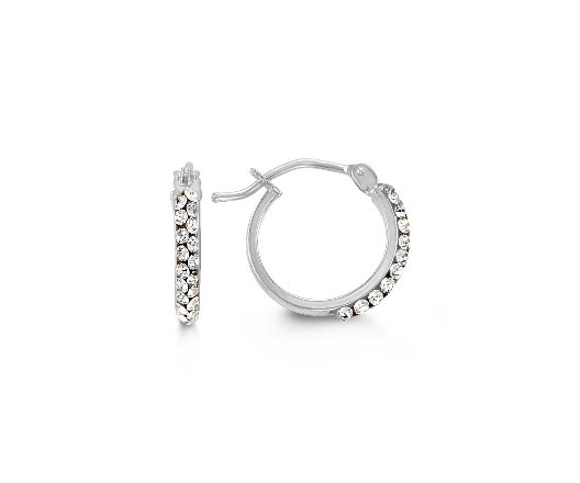Boucles d'oreilles or blancs 10k anneaux sertis de cubics