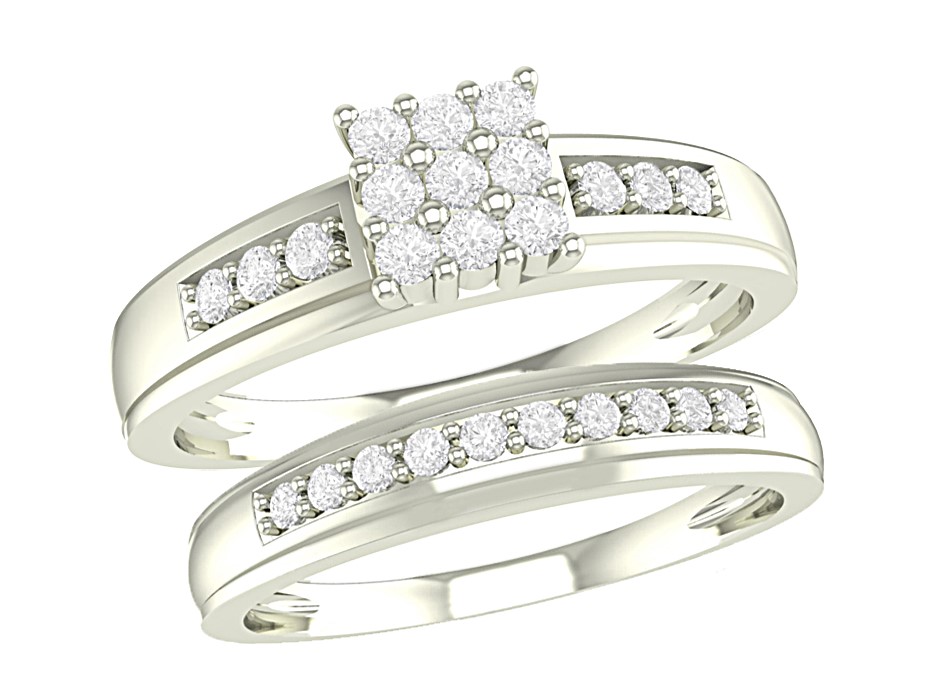 Bague or blanc 10k avec diamants naturels