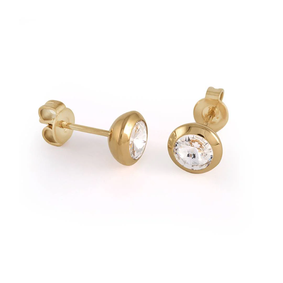 Boucles d'oreilles acier plaqué or avec cubics sertis clos