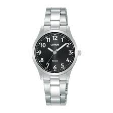 Montre dame classique bracelet et boitier acier fond noir