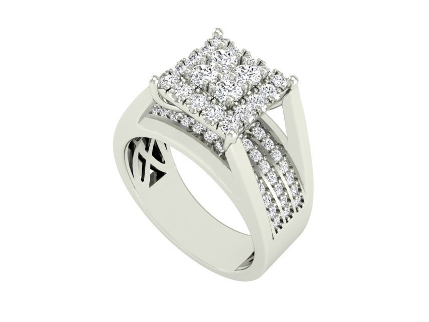Bague joaillerie en or 10k blanc et diamants naturels