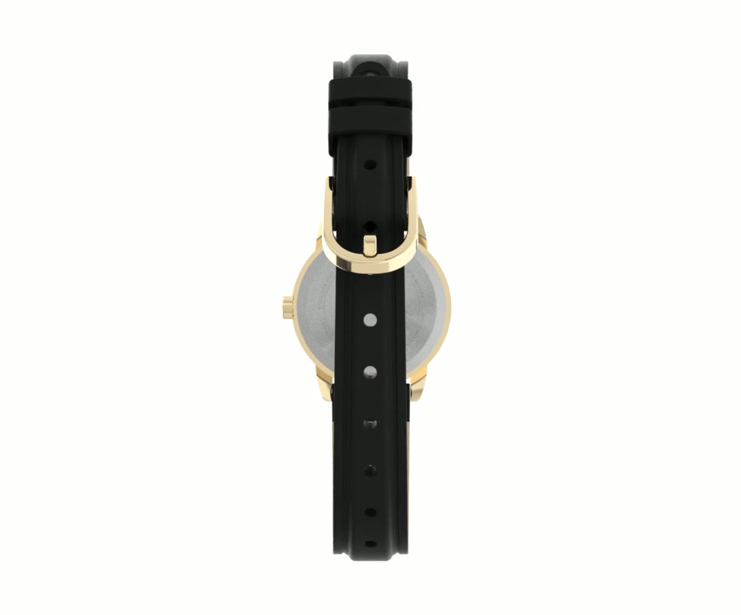 Montre dame acier Timex boitier doré bracelet cuir