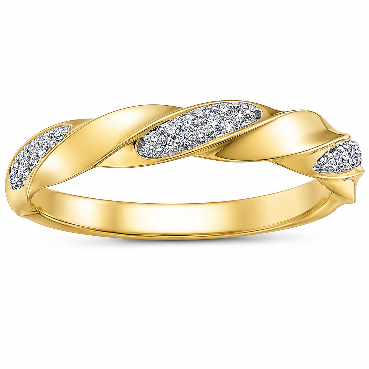 Bague or 10k 2 tons avec diamants naturels
