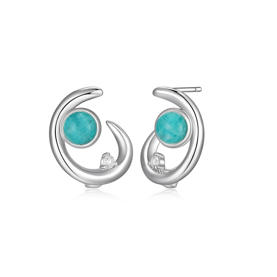 Boucles d'oreillesergent 925 motif virgule avec véritable amazonite du Pérou