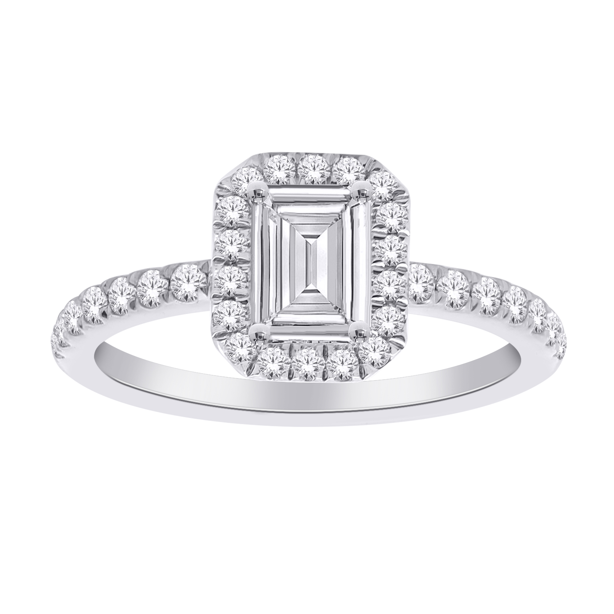 Bague or blanc 14k et diamants laboratoire