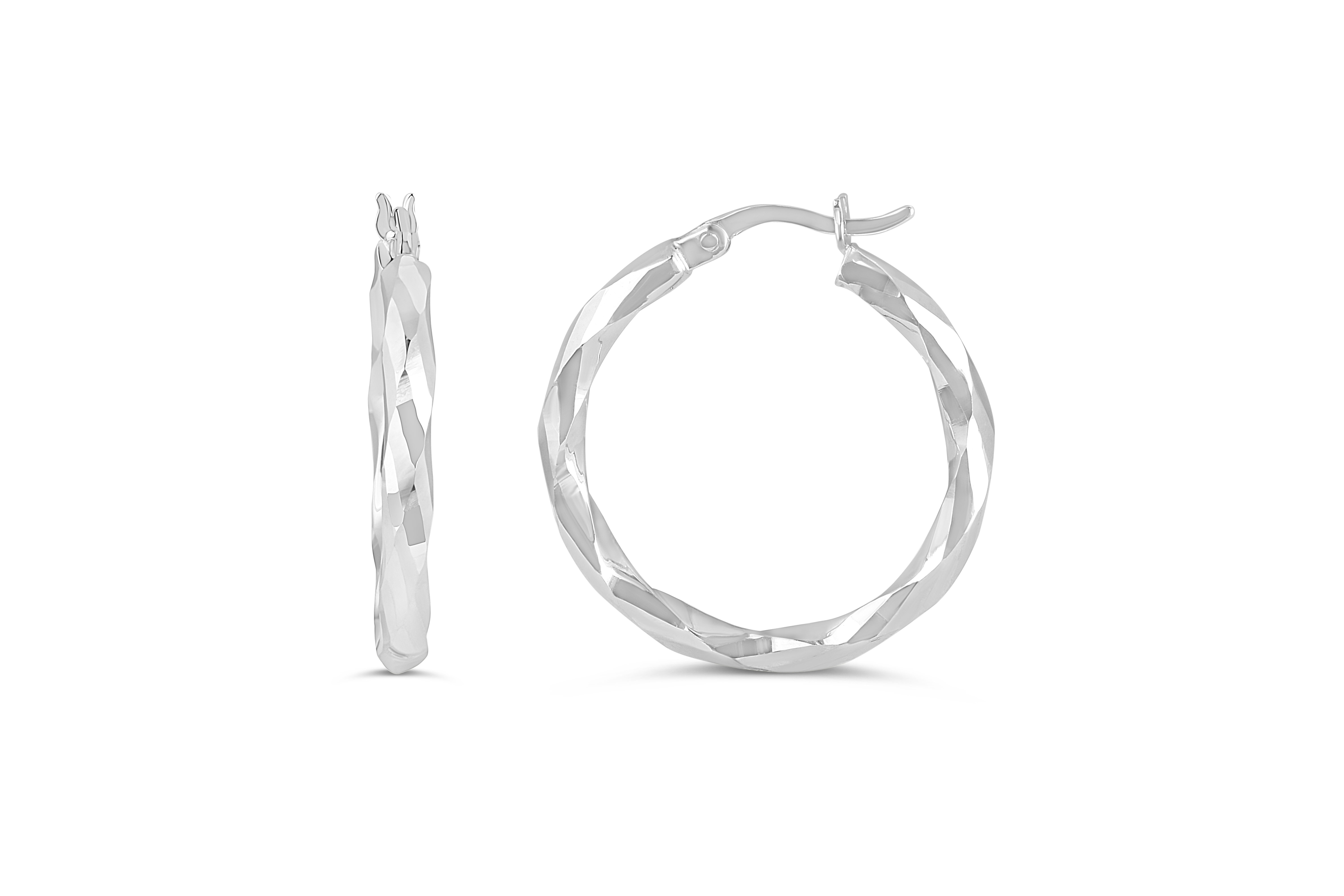 Boucles d'oreilles anneaux facetés or 10k