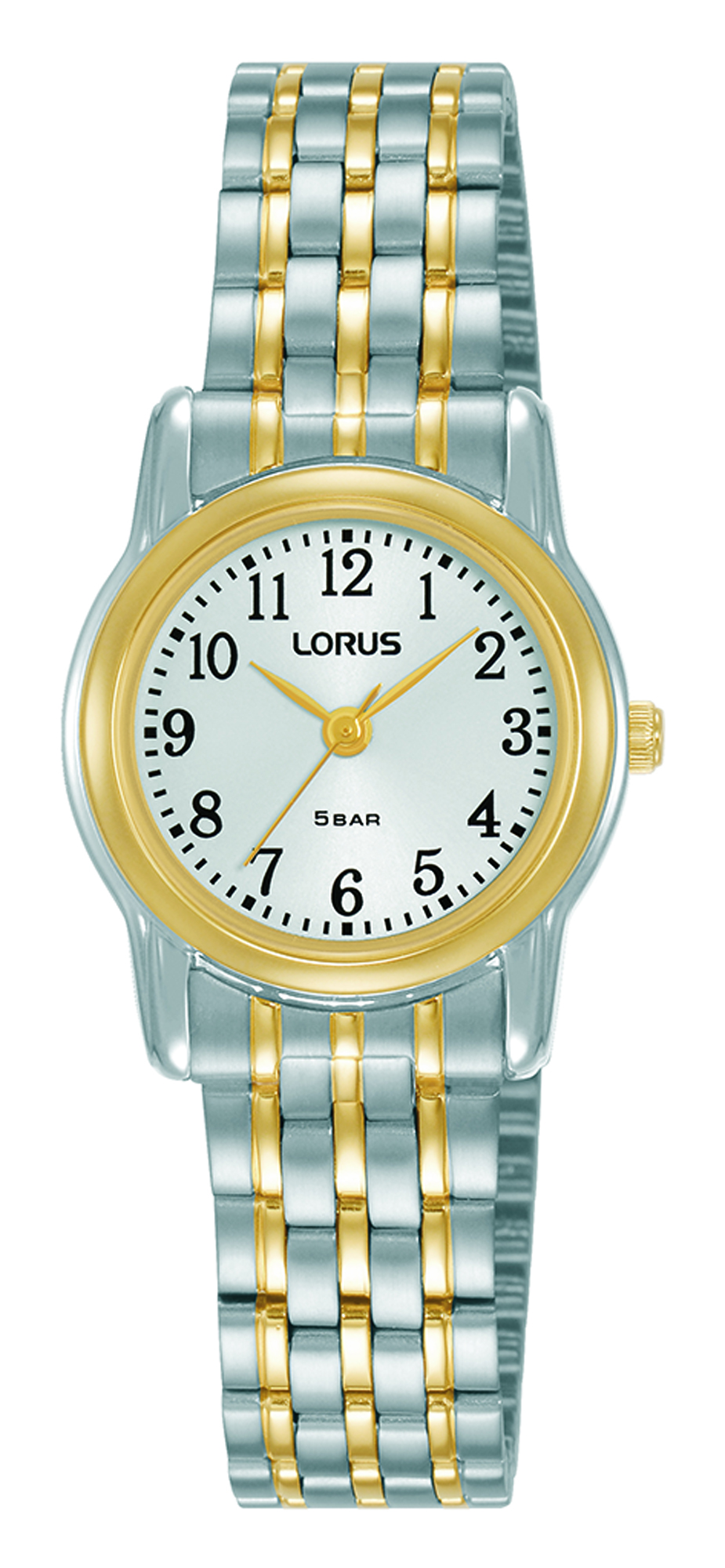 Montre dame classique bracelet et boitier acier 2 tons fond blanc