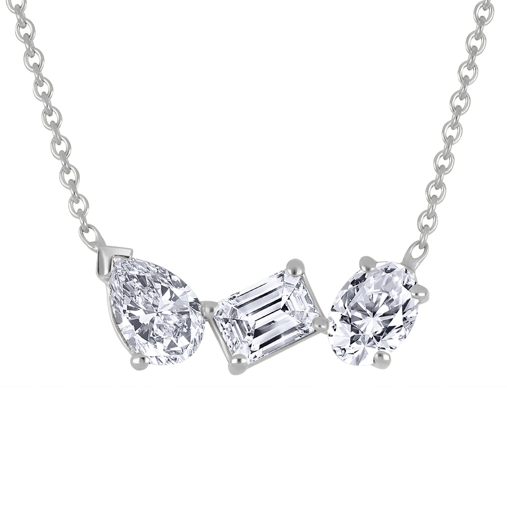 Ensemble chaine or 10k et trois diamants laboratoire