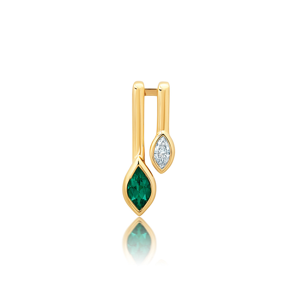Pendentif or 14k jaune CHATHAM avec émeraude et diamants laboratoire