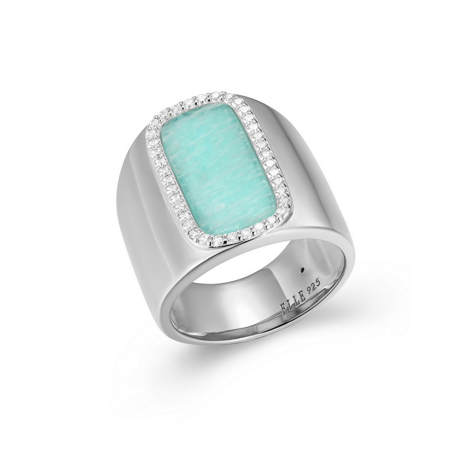 Bague 925 avec amazonite et cubics collection allure