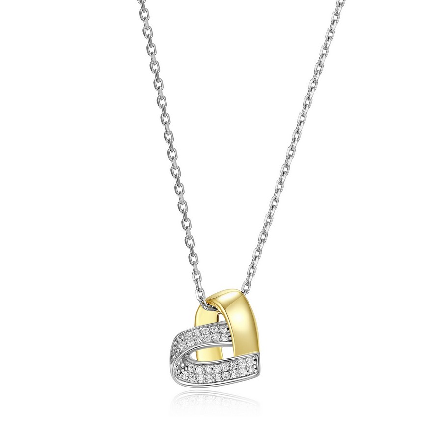 Ensemble chaîne et pendentif argent et plaqué or ligne amour