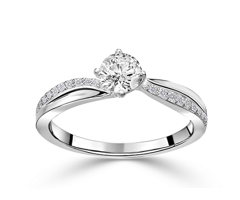 Bague or blanc 10k et diamants de laboratoire