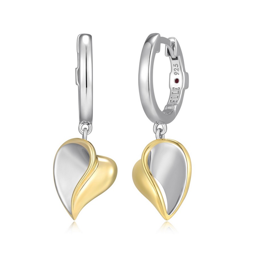 Boucles d'oreilles pendantes 925 et plaqué or coeur collection amour