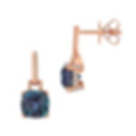 Boucles d'oreilles or rose14k avec diamants et alexandrites de laboratoire