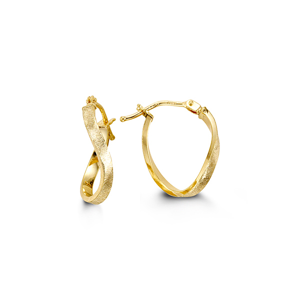 Boucles d'oreilles anneaux or jaune 10k motif infini