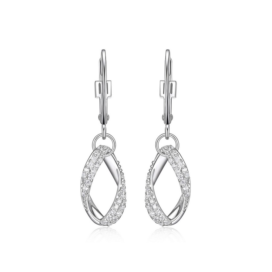 Boucles d'oreillesargent 925 pendantes avec cubics ligne Ovation